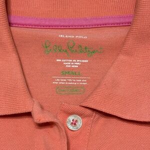Lilly Pulitzer Palm Island Coral Pink Polo Shirt Ladies‎ Casual Short Sleeve Top